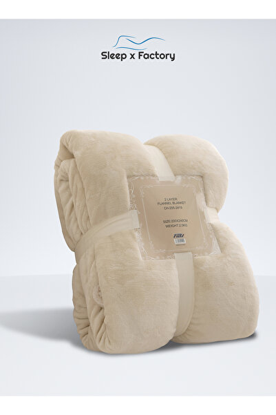 Sleep x Factory بطانية شتوية مزدوجة الجوانب من المخمل والفرو – 200 × 240 سم