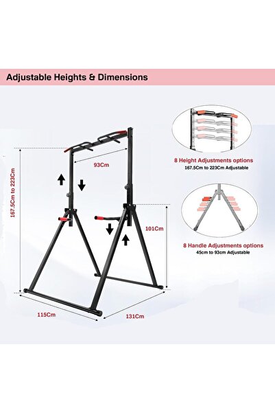 YALLA HomeGym Foldable Pull Up Power Tower Dip Station, Multifunction Strength Training Equipment