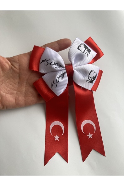 Massaltay Χειροποίητη αγκράφα με στάμπα Atatürk – Κόκκινο και Λευκό, Ειδικό Σ...