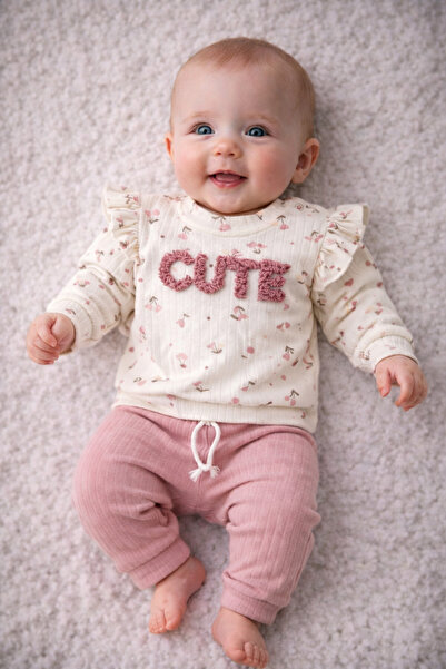 MYZİ STORE Baby Girl set Cute cu imprimeu Costum casual din bumbac cu mâneci lungi, prune bumbac 100%