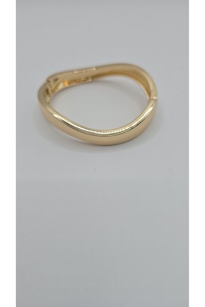 NO NAME Stainless Steel Gold Color Square Model Handcuff Bracelet