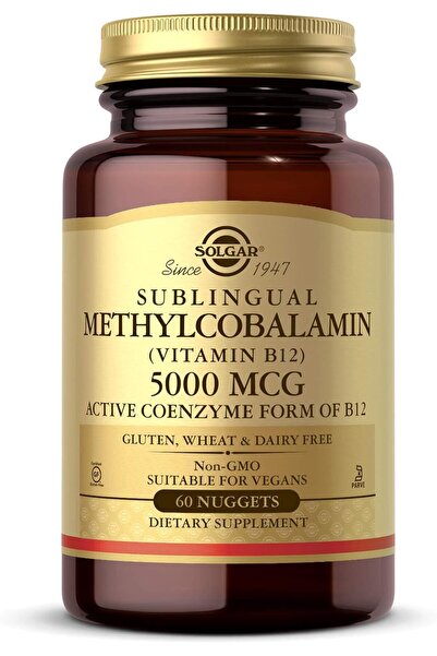 Gluten سولجار ميثيلكوبالامين (فيتامين ب12) 5000 ميكروغرام، 60 حبة - بنكهة الك...
