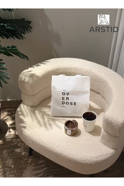 ARSTID كرسي مريح من قماش البوكليه مع مسند ظهر منحني مزدوج الطبقات لغرفة المعي...