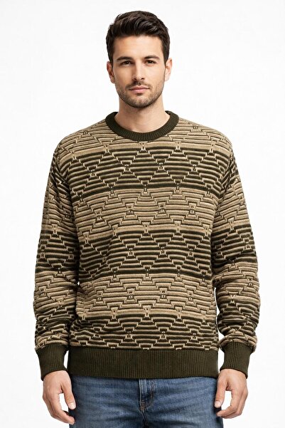 TrendModaTr Men's Casual Sweater with Modern Knitted Pattern