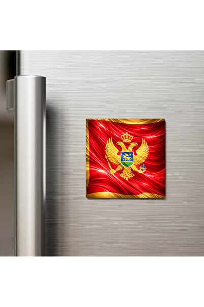 iBerk Mıknatıslı Buzdolap Magneti - Karadağ – Montenegro – Abstract Ülke Bayr...
