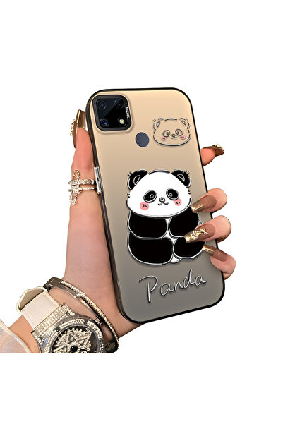 ucuc غطاء سيليكون متوافق مع Realme C15 بنمط الباندا اللطيف، حافظة مقاومة للصدمات