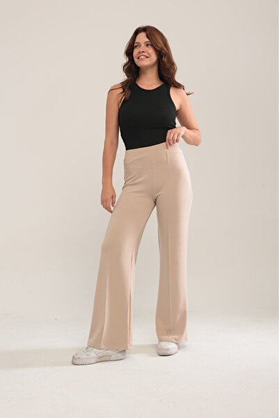 VAJESTO Women's Stone Wide Leg Modal Fabric Leggings Pants Soft Texture Stylish Stretch Fabric Front Ruched