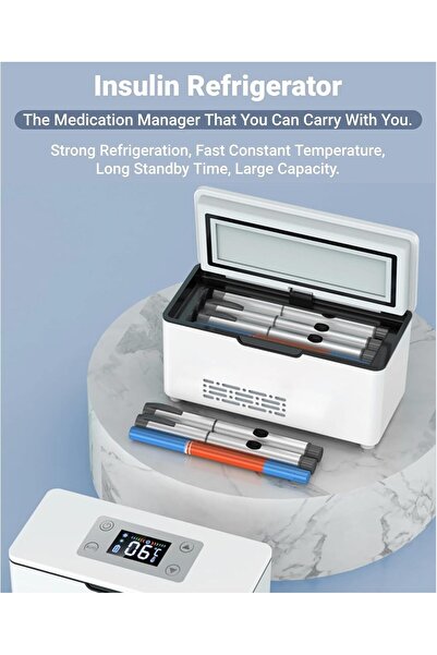 Generic Portable Medicine Refrigerator, USB Mini Fridge Case for Insulin, LED Display with Constant Temperat