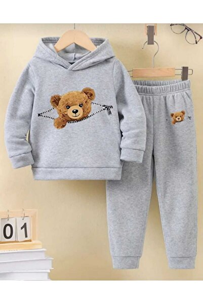 Nice Clothes Παιδικό Σετ Φόρμας με Κουκούλα UNISEX με Φερμουάρ και Αρκουδάκι