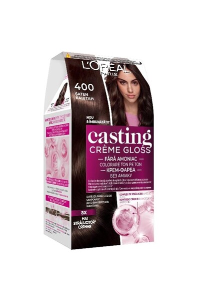 L'Oreal Paris Set 2 x Vopsea Par Semi-Permanenta fara Amoniac Casting Creme Gloss 400 Saten, 180 ml