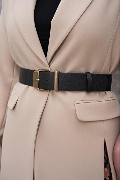 Mynoa Antik Tokalı Siyah Kadın Kemeri Ceket Kemeri,Pantalon Kemeri.