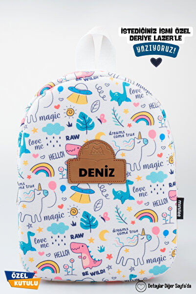 Minilee Magic World – Unicorn Dinozor Desenli Anaokulu Kreş Çocuk Çantası Kiş...