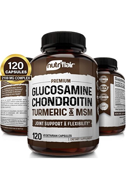 Nutriflair جلوكوزامين كوندرويتين كركم إم إس إم بروميلين كيرسيتول - مكمل غذائي...
