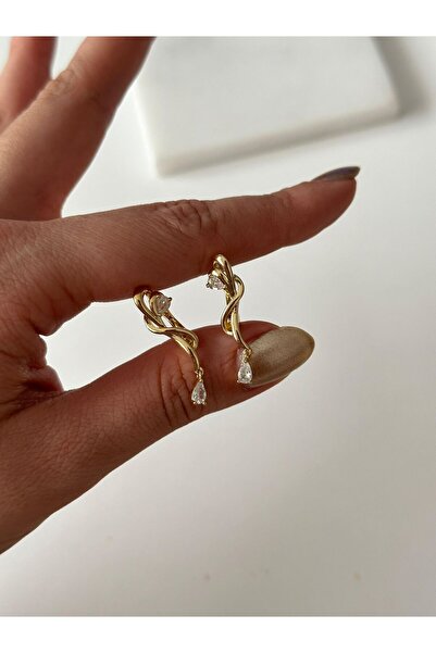 Charmist 14K Çelik Üzeri Altın Kaplama Minimal Cm Küpe