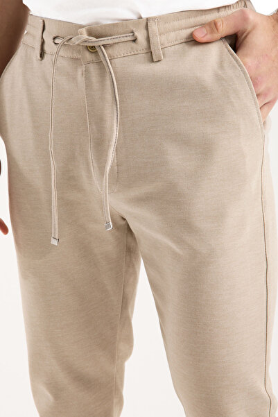 Varetta Men's Sand Beige Stretch Fabric Jogger Pants Dobby Elastic Waist Stre...