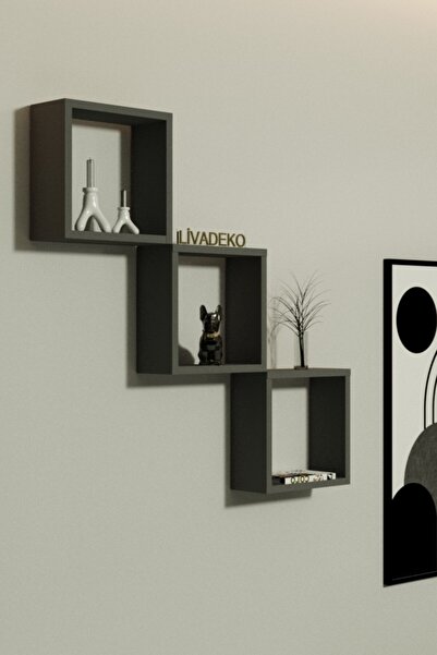 Livadeko 3'lü Dekoratif Duvar Rafı 30x30