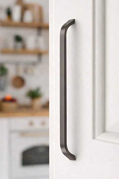 BERFİNO 5'li Mat Siyah Alüminyum Kulp 224 mm – Kavisli Modern Mobilya Dolap K...