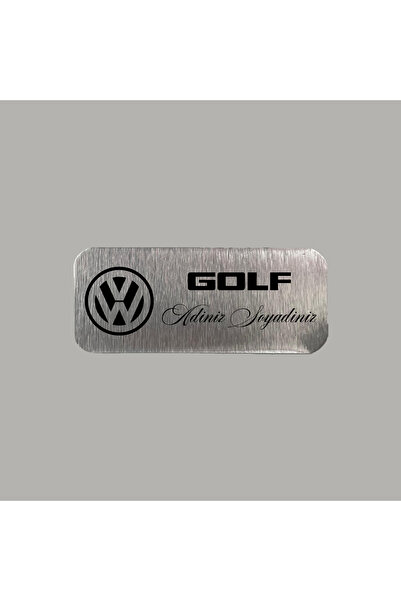 CRF Kişiye Özel Volkswagen Golf Adınız Soyadınız Metal Etiket 3x7 cm Arkası Yapışkanlı
