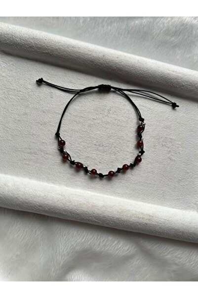 Pel Design سوار وخلخال من حجر الهيسونيت بسيط قابل للتعديل بخيط أسود (مناسب للبحر وحمام السباحة)