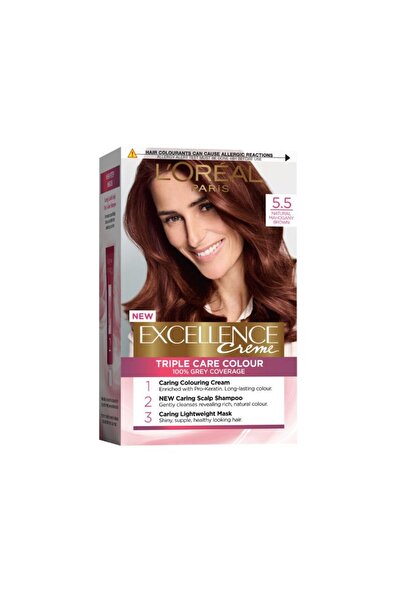 L'Oreal Paris Set 2 x Vopsea Par Permanenta cu Amoniac Excellence Creme 5.5 Saten Deschis Acaju, 192 ml