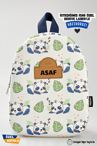 Minilee KİŞİYE ÖZEL İSİMLİ - Uykucu Panda 0-8 Yaş - Kreş, Anaokulu Çocuk Sırt...