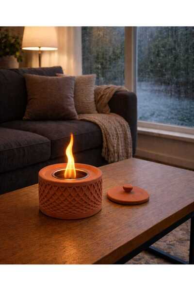 Karra Art Beton Mini Şömine | El Yapımı Masa Üstü Şömine | Modern Ev Dekoru K...