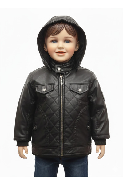 Samyeli palton din piele de pluș cu glugă