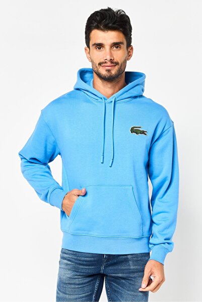 Lacoste Men Long Sleeve Embroidered Logo Hoodie, Blue