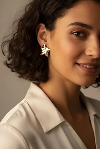 Clariss Çelik Gold Renk Yıldız Model Kadın Küpe