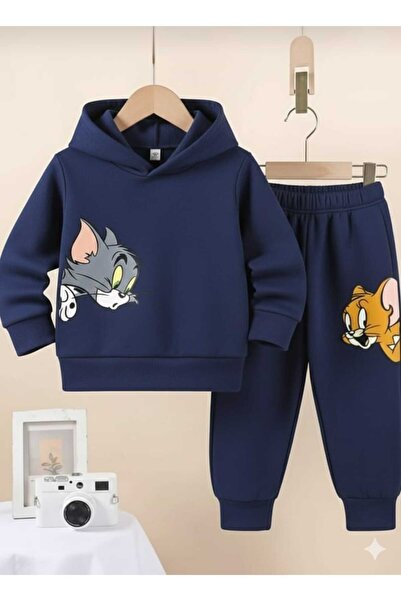 Nice Clothes Çoçuk Eşofman Takımı Kapşonlu UNİSEX TOM VE JERY BASKI