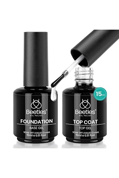 beetles Gel Polish Beetles 2 Pcs 15ml No Wipe Gel Top Coat and Base Coat Set - Shine Finish and Long Lasting
