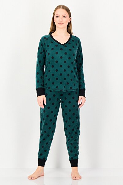 PJ Couture طقم بيجاما نسائي من قطعتين بنقشة منقطة، متعدد الألوان