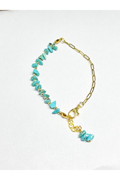 Agatella Tasarım Turquoise Stone Steel Bracelet – Stainless Steel Natural Sto...