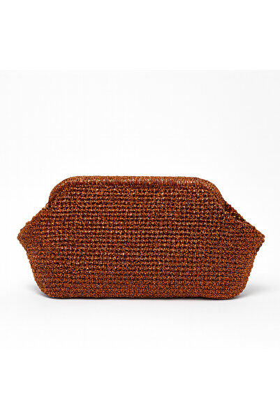 BY AKTEPE STORE El Yapımı Burslu Örgü Clutch Çanta – Parlak Metalik Kağıt İp,...