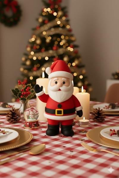 TECHTACT Noel Baba Biblo 15 cm, Dayanıklı PLA Dekoratif Yılbaşı Figürü, Yeni ...