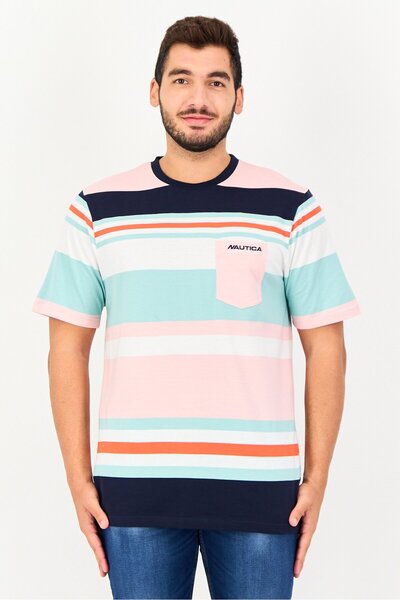 Nautica Men Crew Neck Short Sleeve Stripe T-Shirt, Multicolor