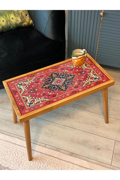 Home Minyatür Halı Desenli Seramik Sehpa 60 cm x 30 cm