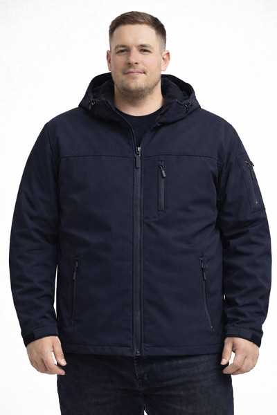 BELGER Erkek Dar Kesim Kapüşonlu Shoftshell Mont İçi Polarlı Jumbo Battal ve ...