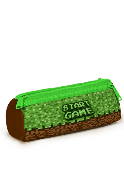 Coral High Παιδική πράσινη καφέ τσάντα μολυβιού με μοτίβο τριών διαμερισμάτων...