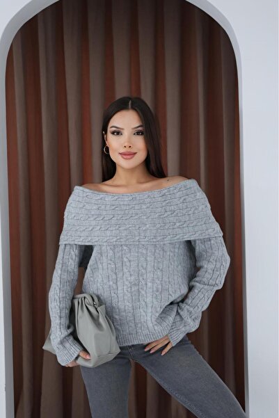 DMBASİC Madanno Yaka Hair Braided Sweater