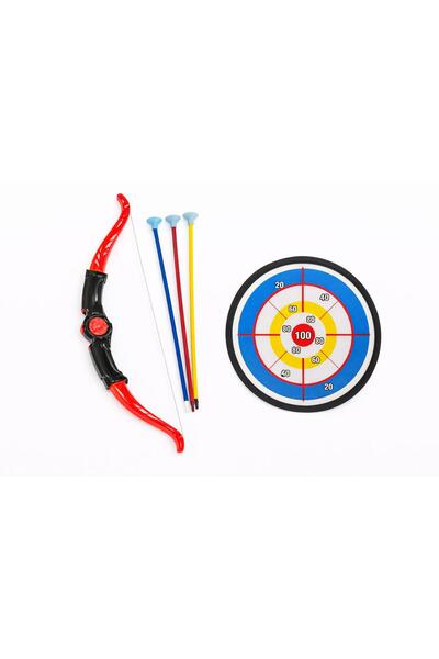 Akar Ok ve Yay Oyuncak Seti Hedef Kağıtlı Büyük Boy Siyah Kırmızı