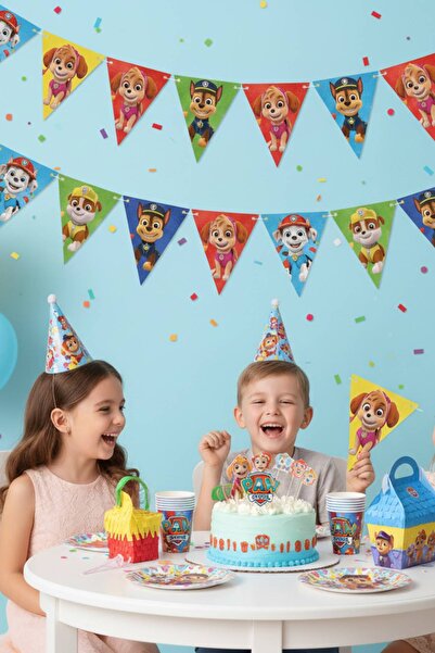 TOYFEST Paw Patrol Üçgen Flama Bayrak Seti 11’li | Doğum Günü Parti Süsleme 3...