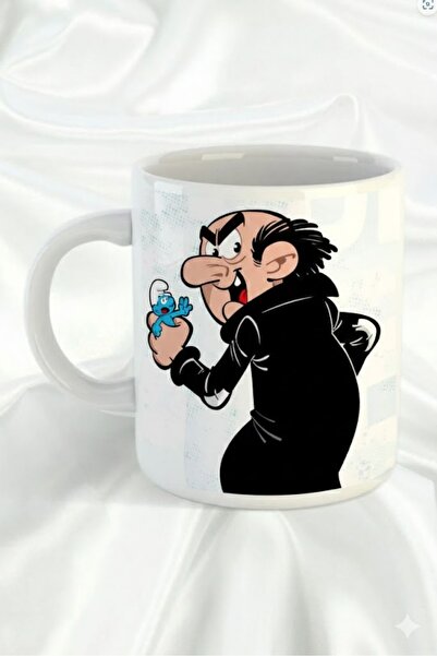 sartre art "Şirinler" Gargamel Gargi Tasarımlı Hediyelik Porselen Kupa Bardak