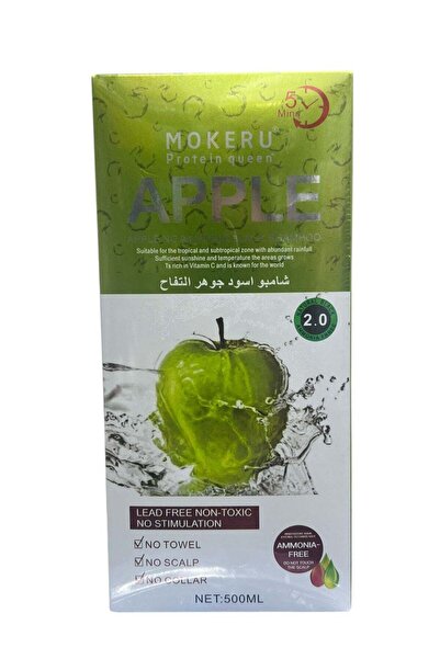Mokeru Apple Herbal Extract Hair Color Dye Shampoo Natural Black 500ml
