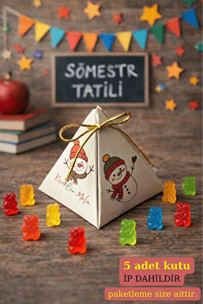 Emtory 5 Adet Kardan Adam Piramit Kutu - Bobibon Kutusu - Çikolata Kutusu - Karne Hediyesi - Sömestr Hediye