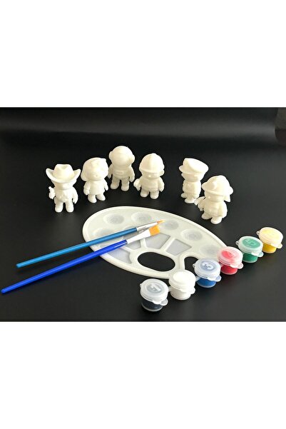 WELLCUT Meslek Temalı Mini Figür Boyama Seti – 6 Adet 5 cm Boyanabilir Figür,...