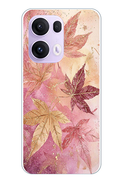 TechTree حافظة سيليكون متوافقة مع هاتف OPPO Reno 13 PRO باللونين الوردي والبورجوندي مطبوع