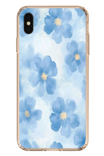TechTree Blue Flowers Printed Silicone Case Compatible with iPhone XS Max