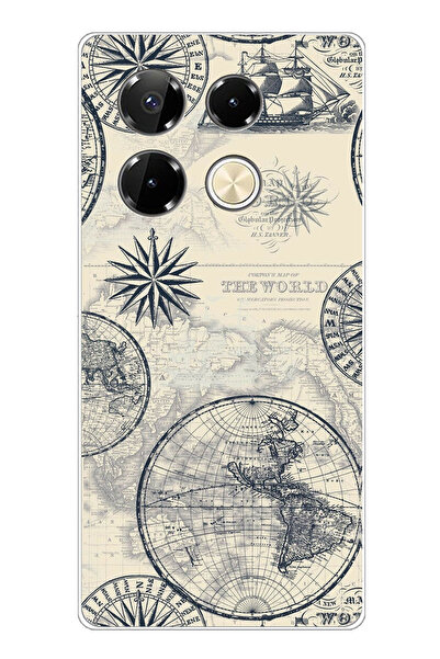 TechTree حافظة سيليكون متوافقة مع Infinix Note 40 PRO وخرائط العالم القديمة و...