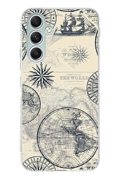 TechTree حافظة سيليكون متوافقة مع هاتف سامسونج جالاكسي A34 تحمل خريطة العالم ...